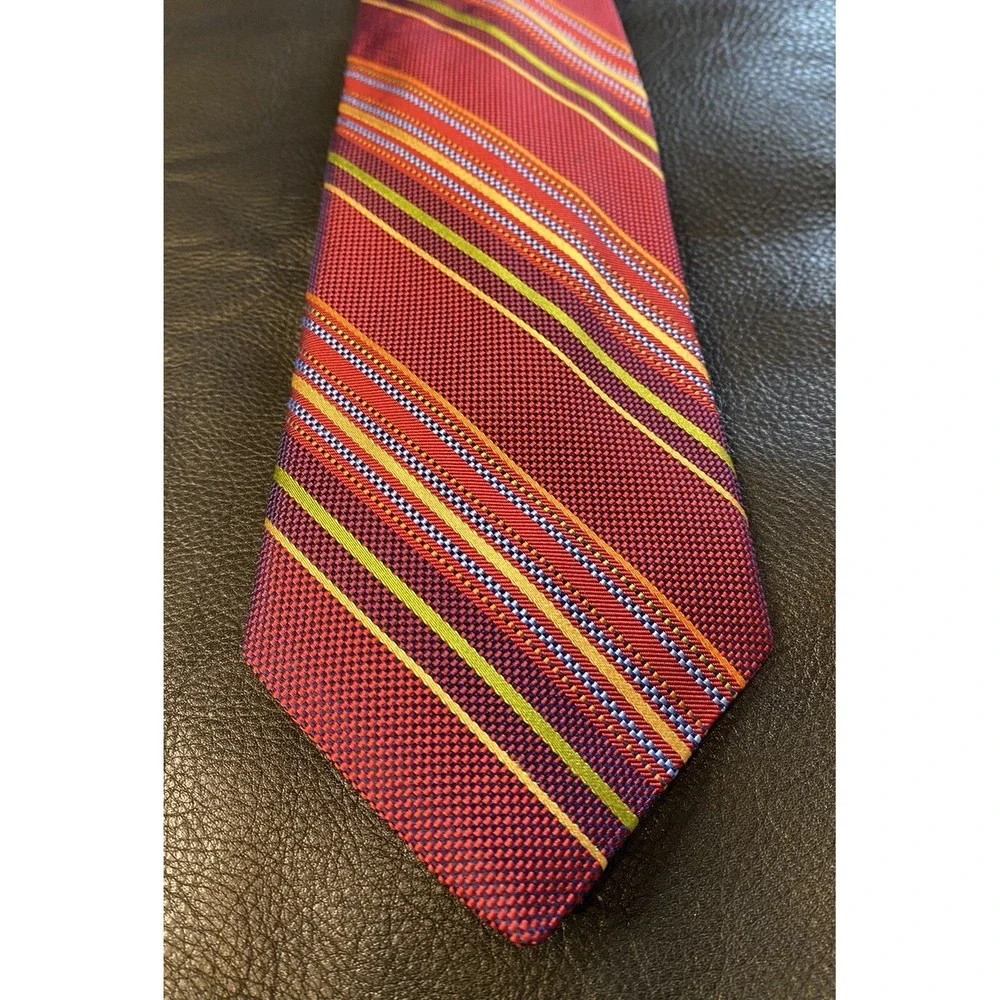 De Dinno Red Stripe Tie Classic Lawyer Interview Christmas Valentine Silk/Cotton